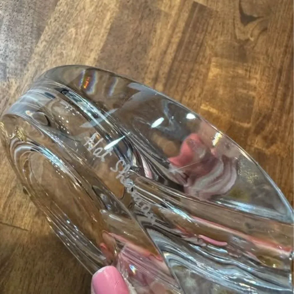 Nat Sherman Crystal Glass Cigar Ashtray – Heavy Etched Oval Ashtray